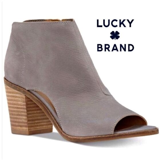 Lucky Brand LK-Kasima Leather Ankle Booties size 8.5 Gray Taupe - Picture 1 of 11